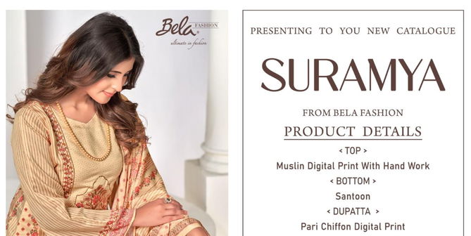 Suramya By Bela Hand Work Muslin Digital Printed Suits Wholesalers In Delhi